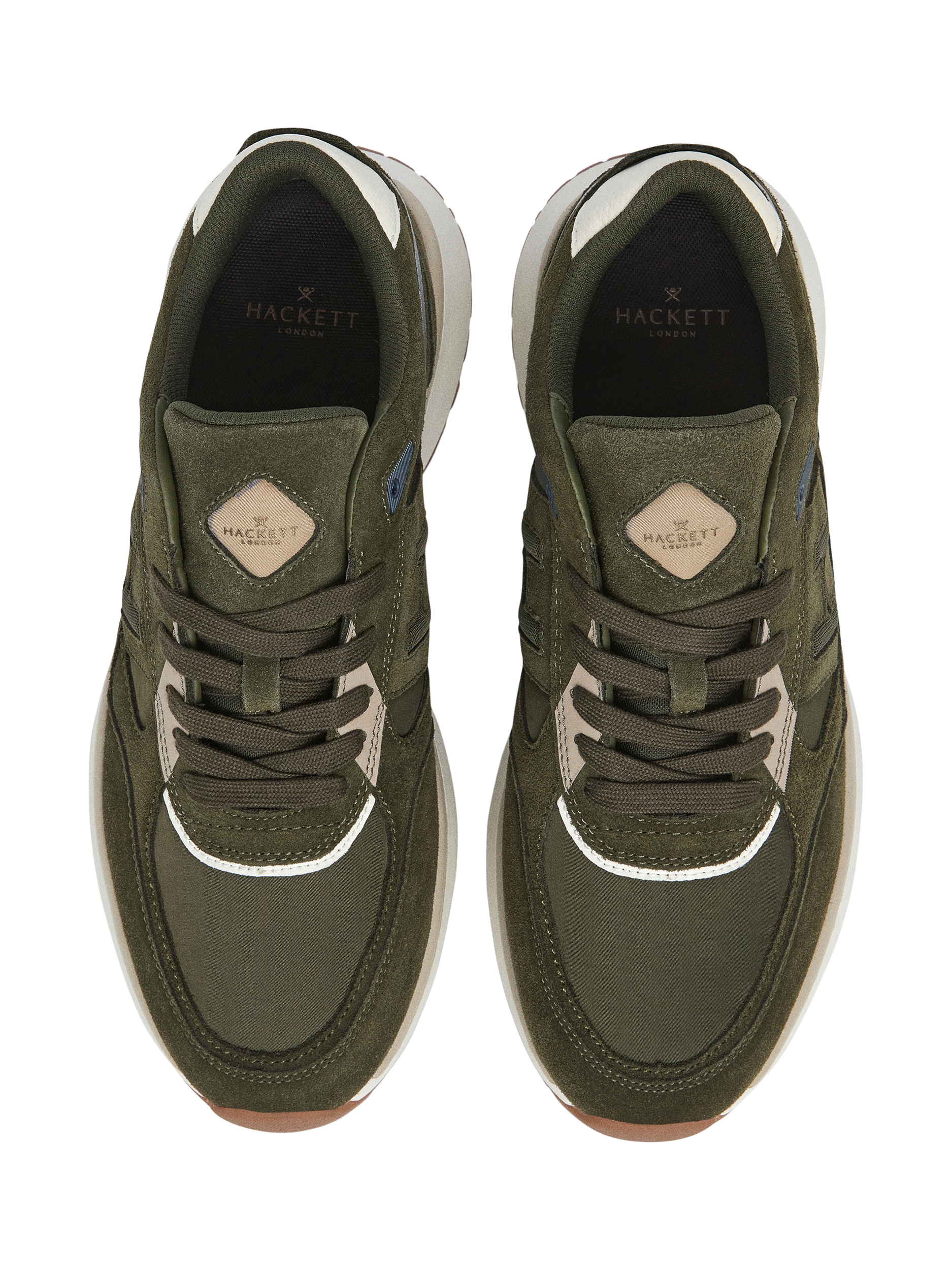 Product image 2 of 6, which shows Hackett London Otto Lace Up Trainers, Khaki Green, 6