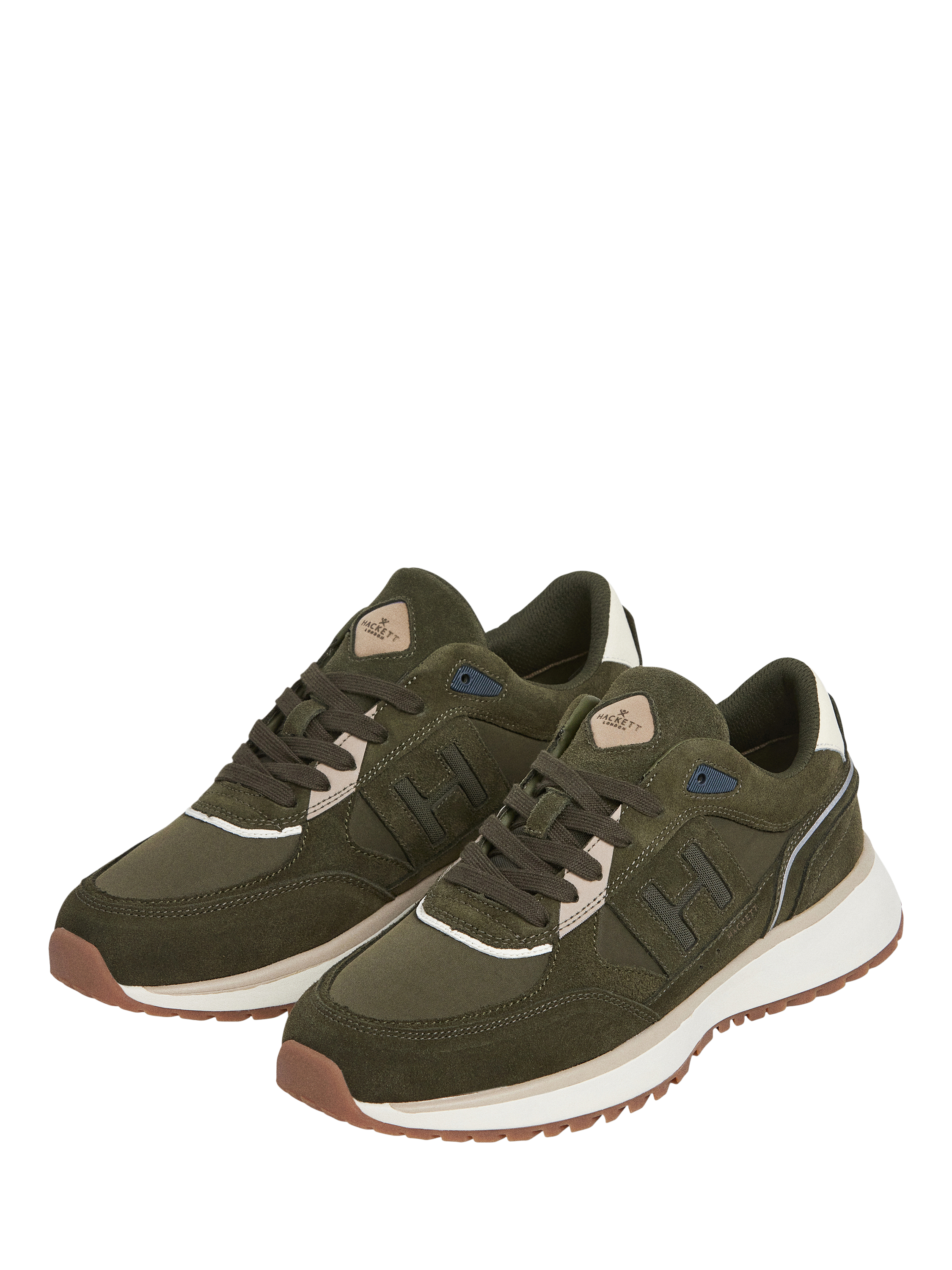 Product image 3 of 6, which shows Hackett London Otto Lace Up Trainers, Khaki Green, 6