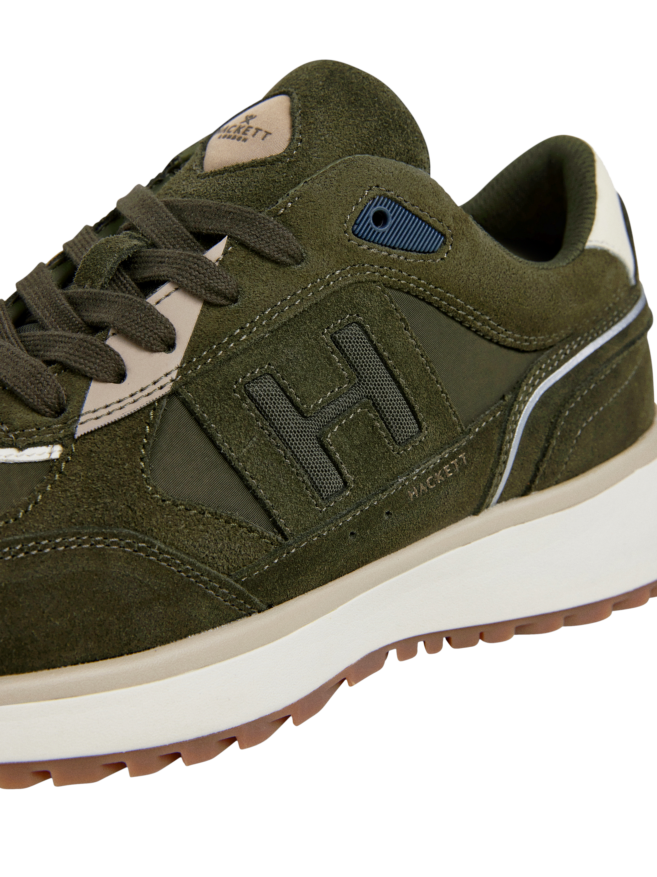 Product image 5 of 6, which shows Hackett London Otto Lace Up Trainers, Khaki Green, 6