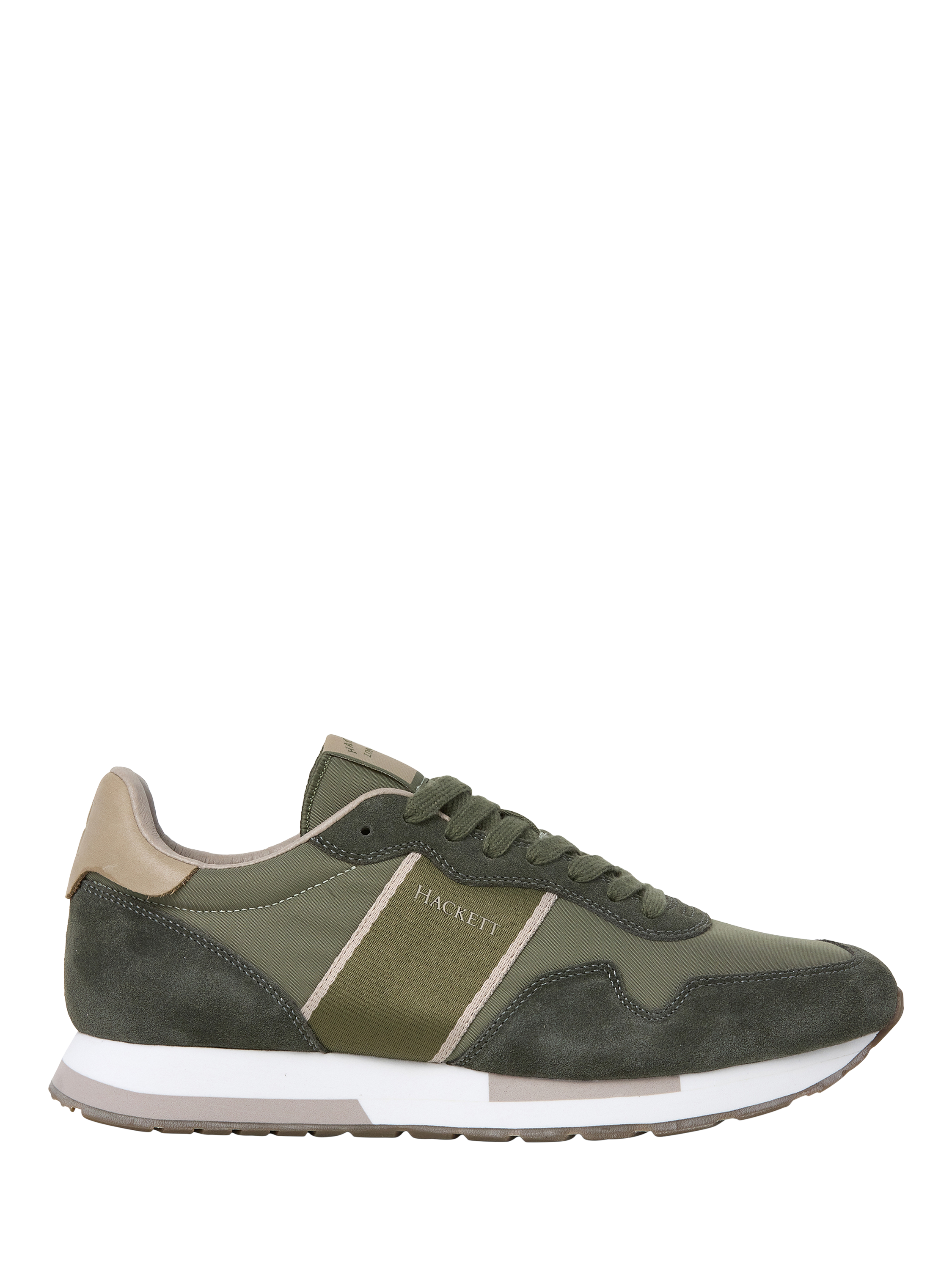 Product image 1 of 6, which shows Hackett London Logo Lace Up Trainers, Khaki Green, 11