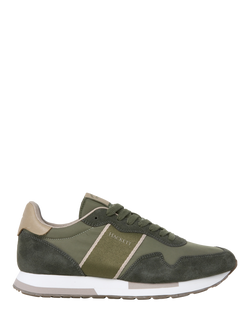Hackett London Logo Lace Up Trainers, Khaki Green