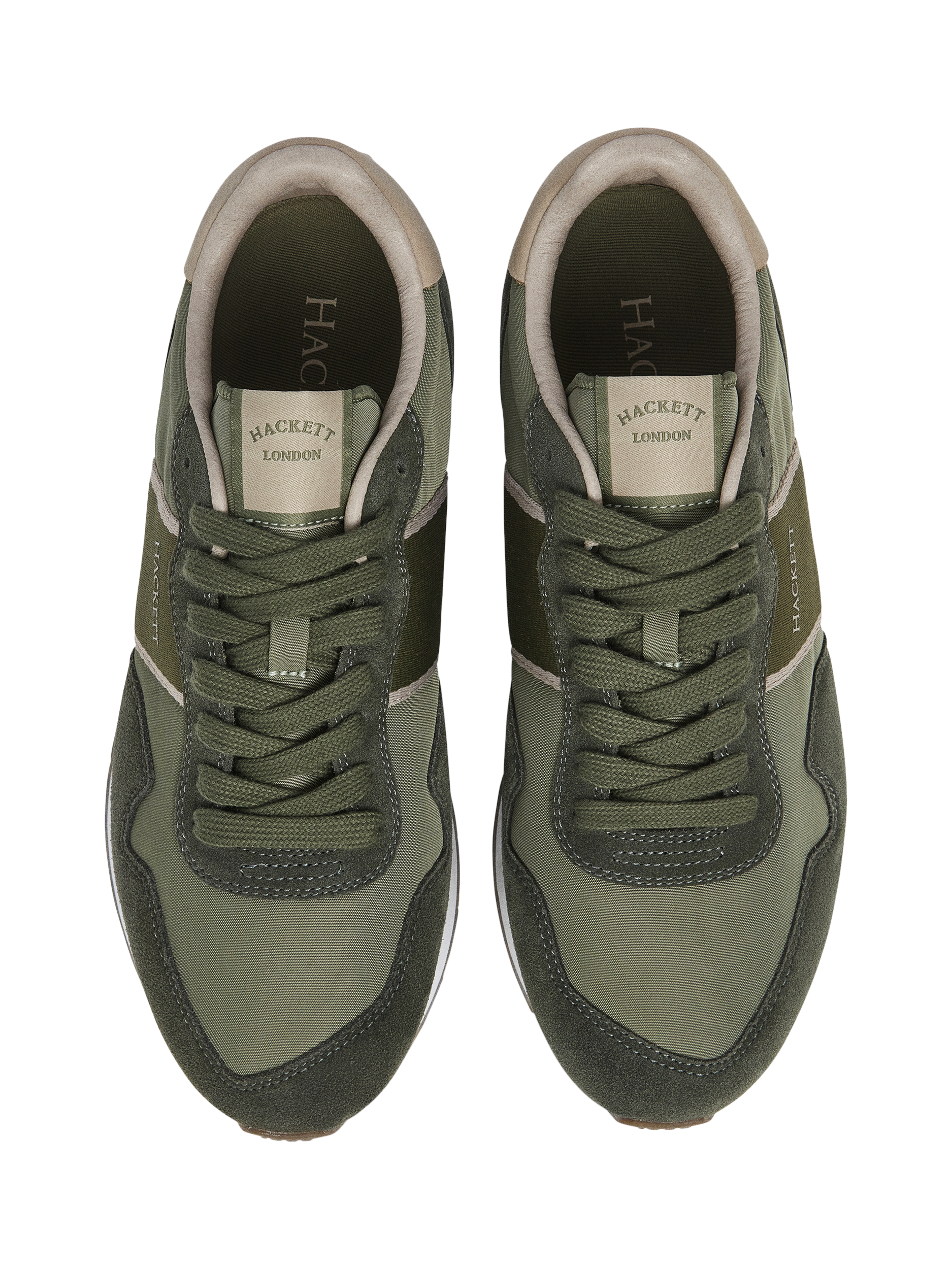 Product image 2 of 6, which shows Hackett London Logo Lace Up Trainers, Khaki Green, 11