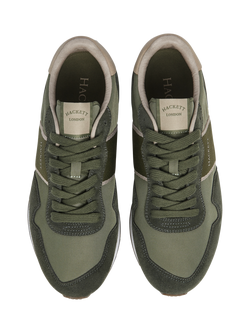Hackett London Logo Lace Up Trainers - view 2, Khaki Green