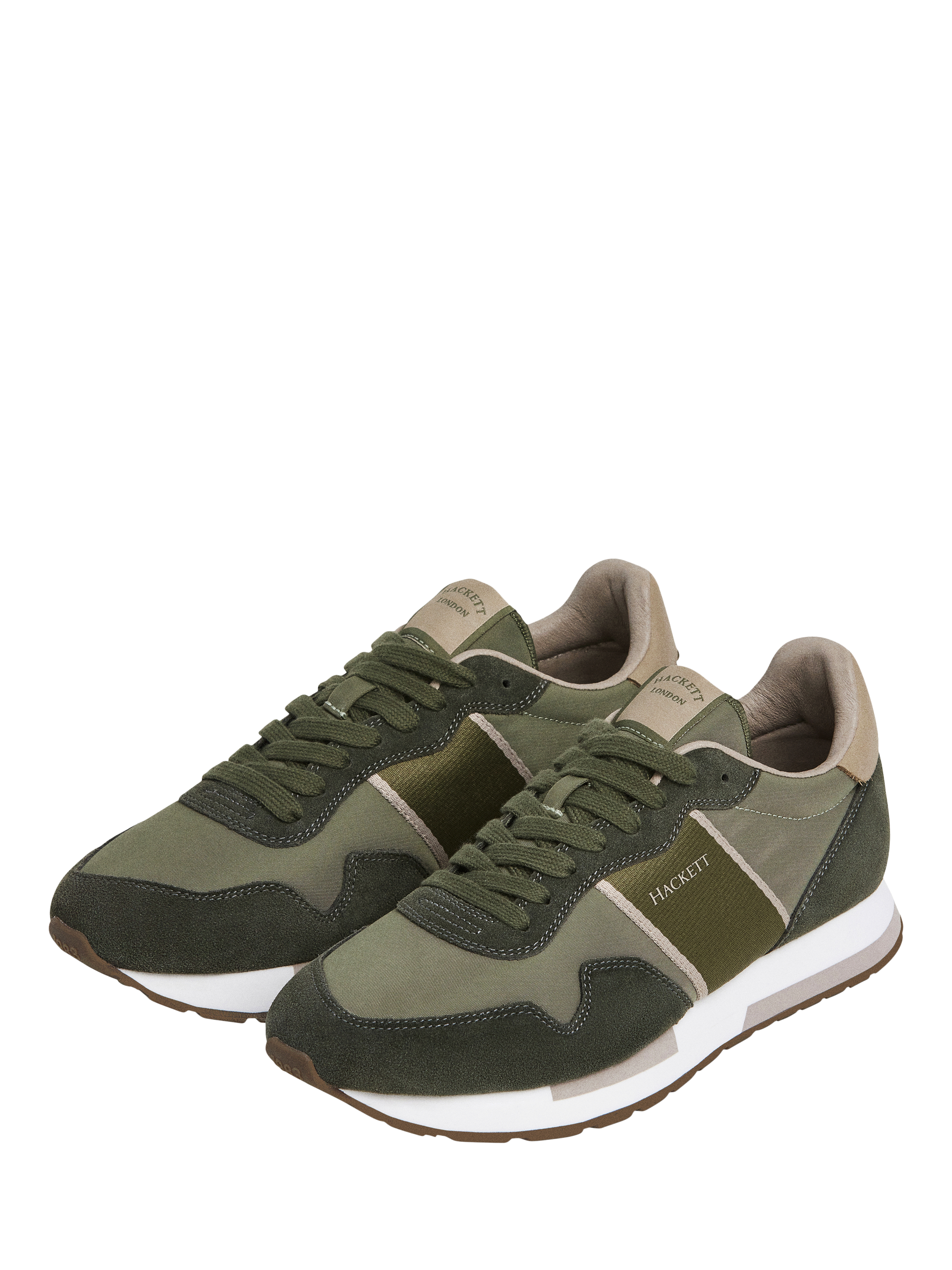Product image 3 of 6, which shows Hackett London Logo Lace Up Trainers, Khaki Green, 11