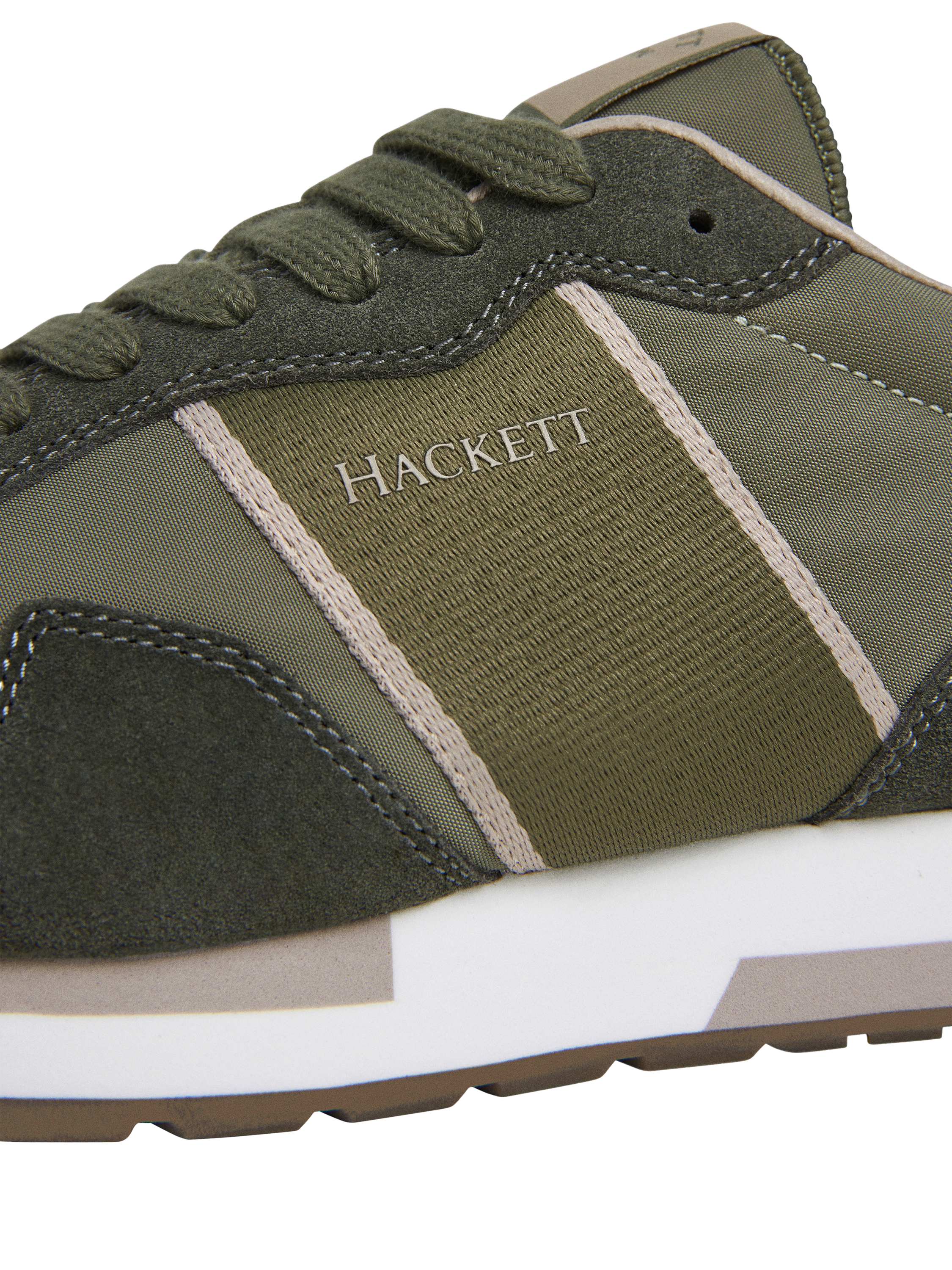 Product image 5 of 6, which shows Hackett London Logo Lace Up Trainers, Khaki Green, 11