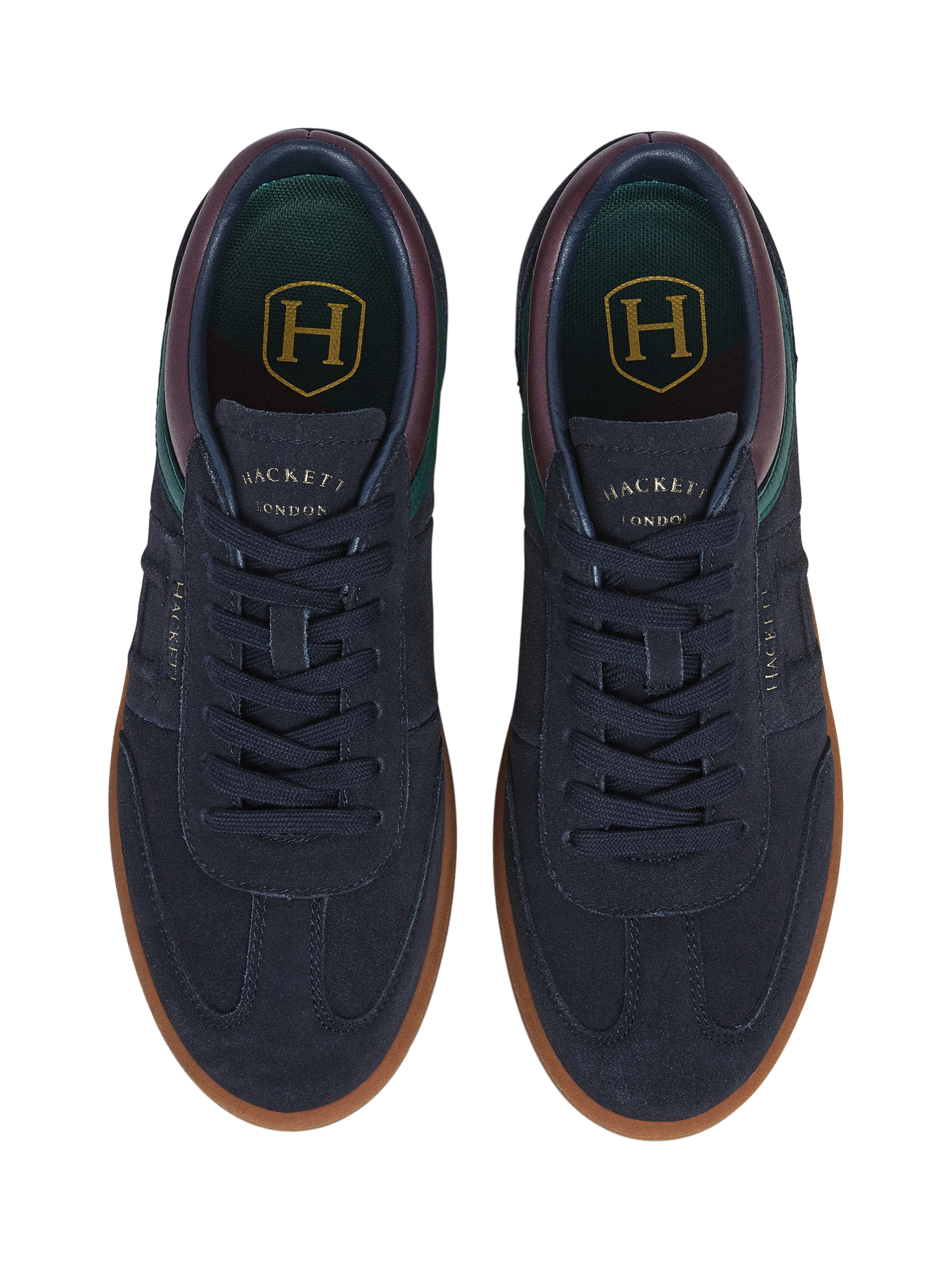 Product image 2 of 6, which shows Hackett London Lace Up Suede Blend Trainers, Navy, 6