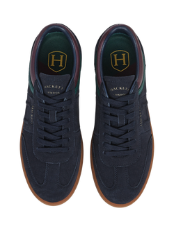 Hackett London Lace Up Suede Blend Trainers - view 2, Navy