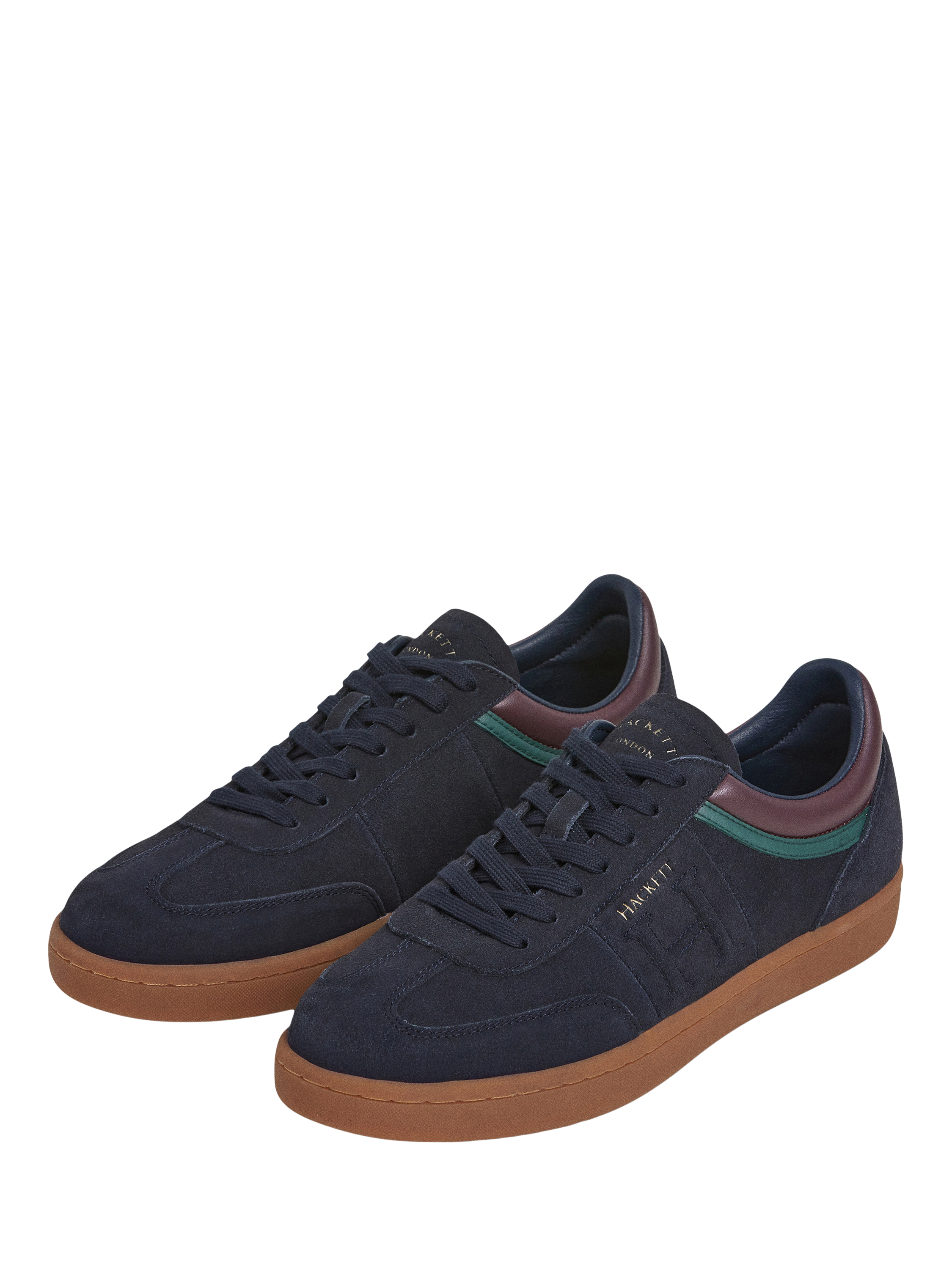 Product image 3 of 6, which shows Hackett London Lace Up Suede Blend Trainers, Navy, 6