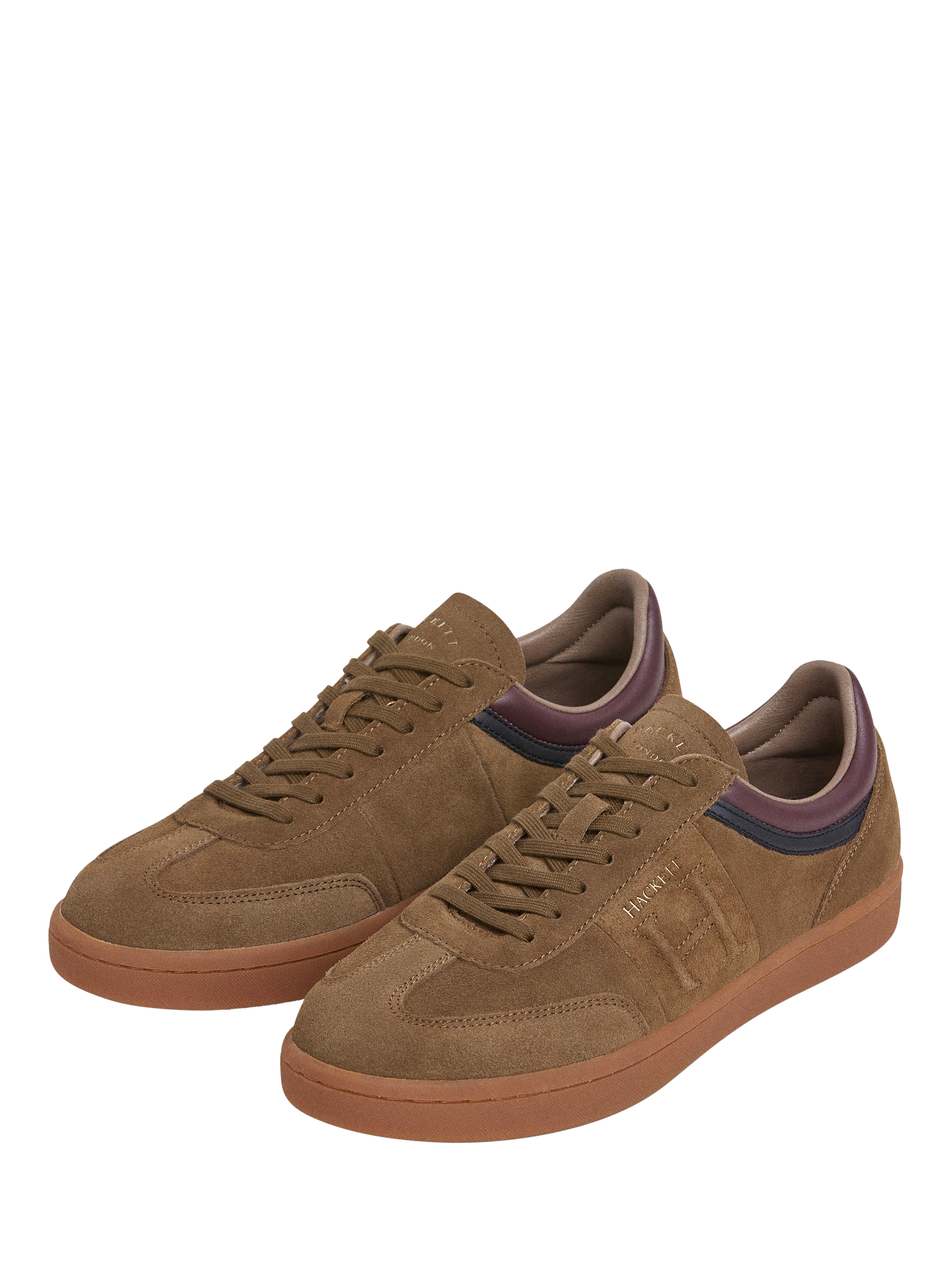 Product image 3 of 6, which shows Hackett London Lace Up Suede Blend Trainers, Dark Mud Brown, 6