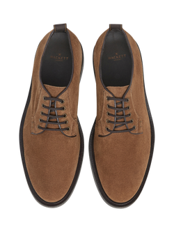 Hackett London Suede Derby Shoes - view 2, Nut Brown