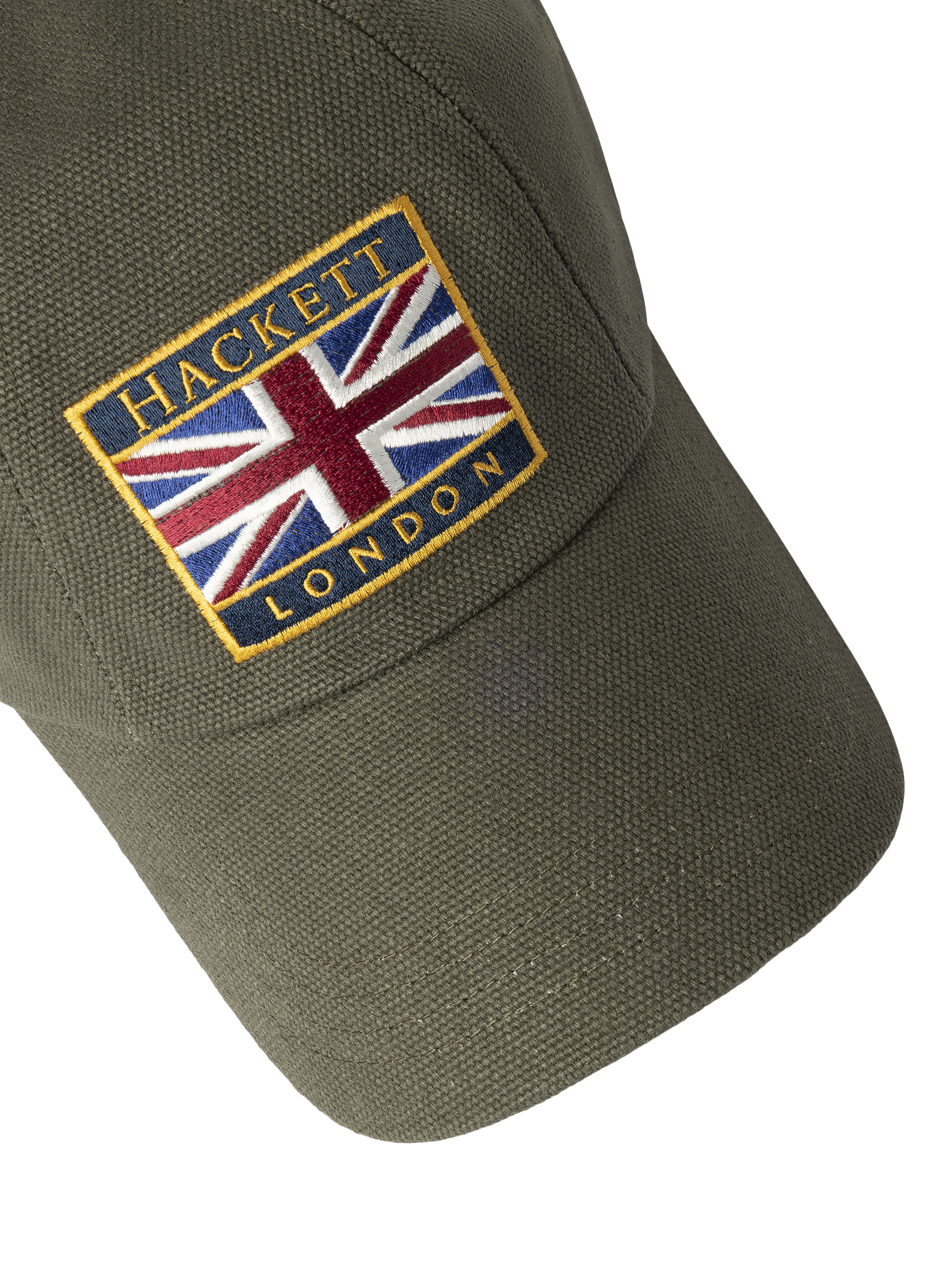 Product image 3 of 4, which shows Hackett London Heritage Union Jack Cotton Baseball Cap, Hunter Green, One Size