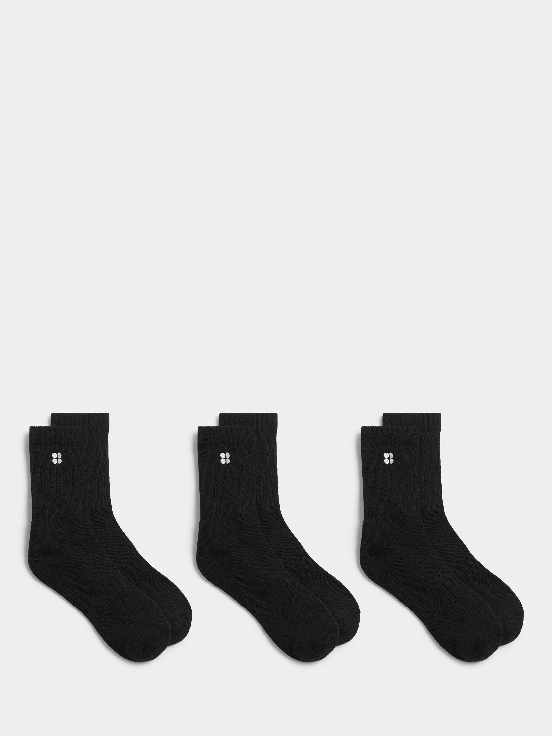 Product image 1 of 2, which shows Sweaty Betty Essentials Crew Socks, Pack of 3, Black, 2.5-4
