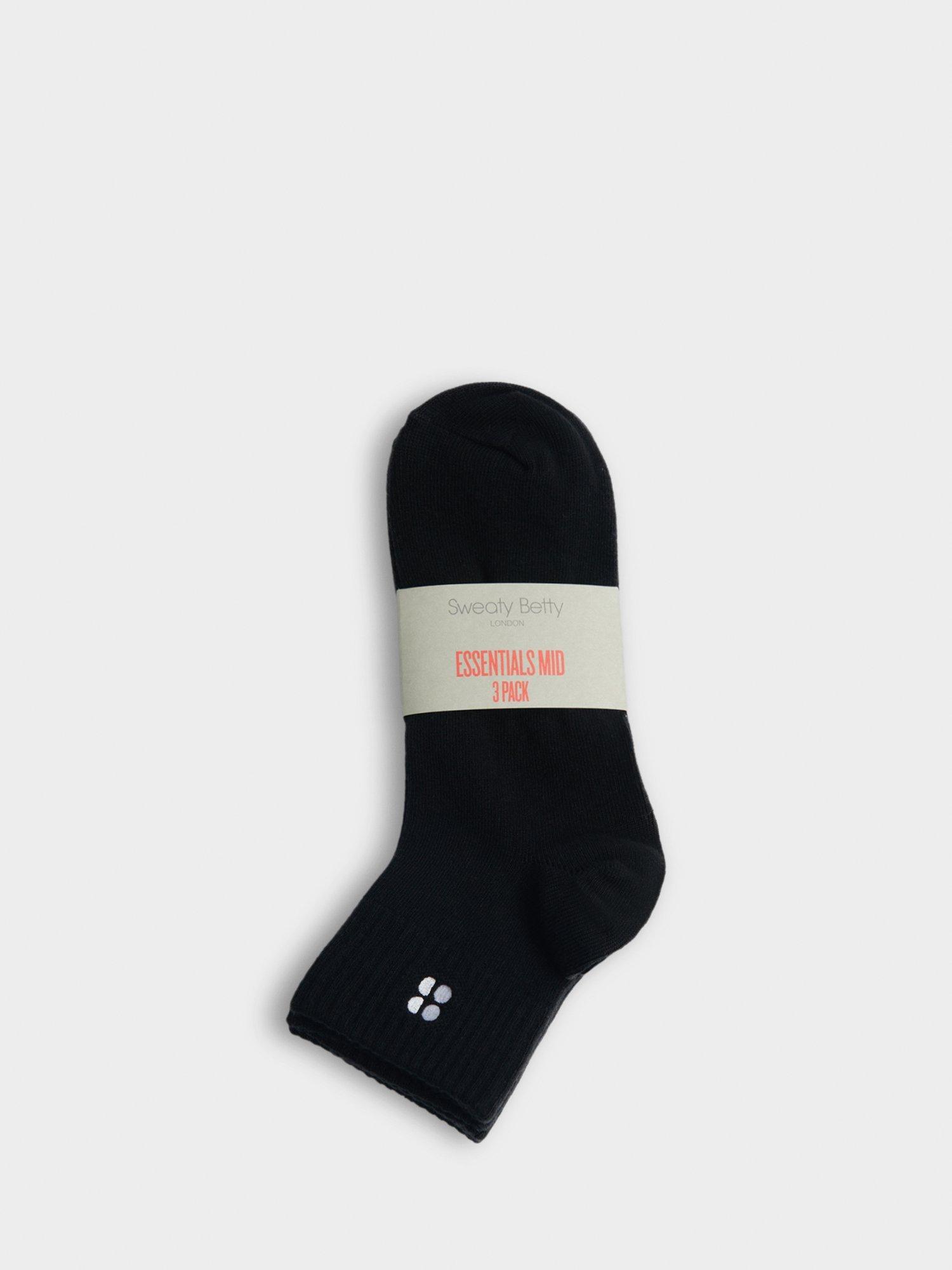 Product image 2 of 3, which shows Sweaty Betty Essentials Mini Crew Socks, Pack of 3, Black, 2.5-4