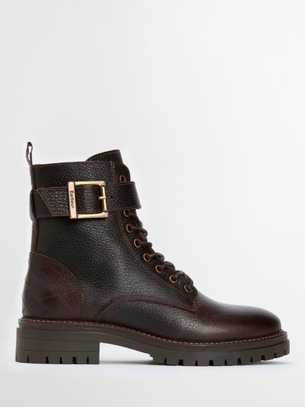 Barbour Heidi Leather Commando Boots, Brown, Brown