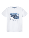 Hackett London Kids' Slim Fit Wavy Graphic T-Shirt, Optic White