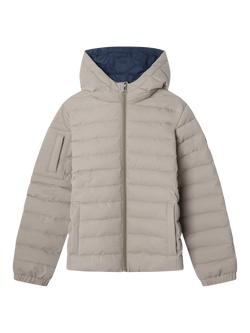 Hackett London Kids' Hooded Puffer Jacket, Malt Beige, Malt Beige