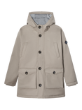 Hackett London Kids' Twill Hooded Parka Coat, Walnut Brown