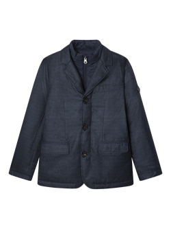 Hackett London Kids' Prince of Wales Check Padded Blazer, Midnight Blue, Midnight Blue