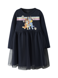NAME IT Kids' Bluey Long Sleeved Tulle Dress, Navy Blazer, Navy Blazer