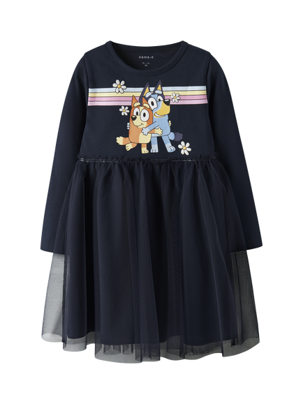 NAME IT Kids' Bluey Long Sleeved Tulle Dress, Navy Blazer, Navy Blazer