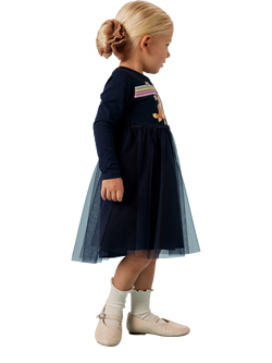 NAME IT Kids' Bluey Long Sleeved Tulle Dress, Navy Blazer - view 2, Navy Blazer