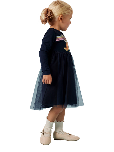 NAME IT Kids' Bluey Long Sleeved Tulle Dress, Navy Blazer - view 2, Navy Blazer