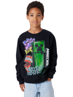 NAME IT Kids' Minecraft Graphic Sweatshirt, Black, Black