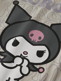 NAME IT Kids' Kuromi Short Sleeve T-Shirt, Pumice Stone - view 2, Pumice Stone