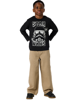 NAME IT Kids' Star Wars Long Sleeve Top, Black, Black