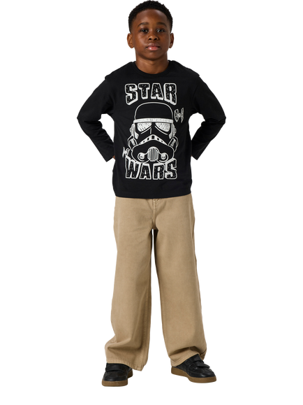 NAME IT Kids' Star Wars Long Sleeve Top, Black, Black
