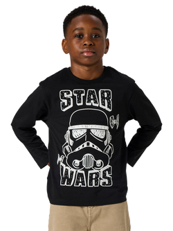 NAME IT Kids' Star Wars Long Sleeve Top, Black - view 2, Black
