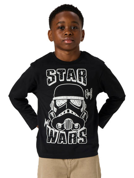 NAME IT Kids' Star Wars Long Sleeve Top, Black - view 2, Black