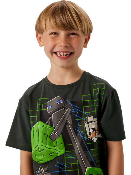 NAME IT Kids' Minecraft Graphic T-Shirt, Urban Chic - view 2, Urban Chic