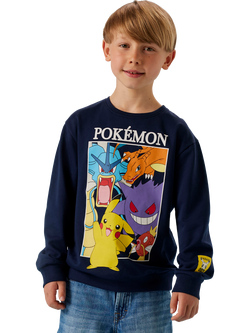 NAME IT Kids' Pokémon Graphic Sweatshirt, Navy Blazer - view 2, Navy Blazer