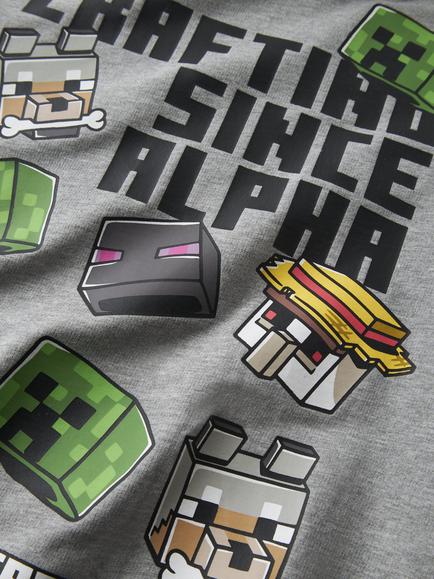 NAME IT Kids' Minecraft Graphic Hoodie, Grey Melange - view 2, Grey Melange