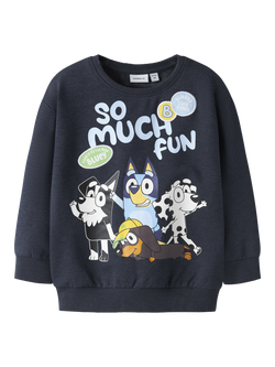 NAME IT Kids' Cotton Blend Bluey Sweatshirt, Navy Blazer, Navy Blazer