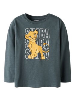 NAME IT Kids' Pure Cotton Long Sleeved Simba Top, Urban Chic, Urban Chic