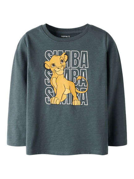NAME IT Kids' Pure Cotton Long Sleeved Simba Top, Urban Chic, Urban Chic