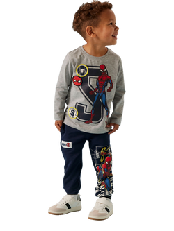 Name IT Kids' Spider-Man Long Sleeve Top Grey Melange, Grey Melange