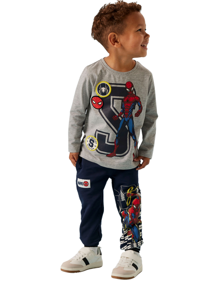 Name IT Kids' Spider-Man Long Sleeve Top Grey Melange, Grey Melange
