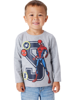 Name IT Kids' Spider-Man Long Sleeve Top Grey Melange - view 2, Grey Melange