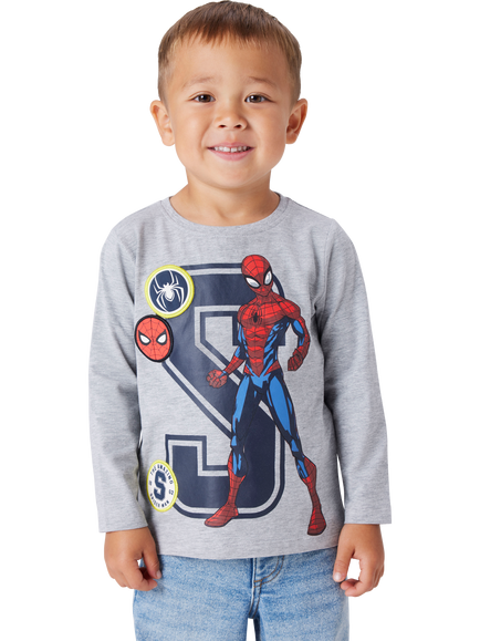 Name IT Kids' Spider-Man Long Sleeve Top Grey Melange - view 2, Grey Melange