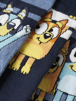 NAME IT Kids' Cotton Blend Bluey Socks, Pack of 3, Navy Blazer - view 2, Navy Blazer