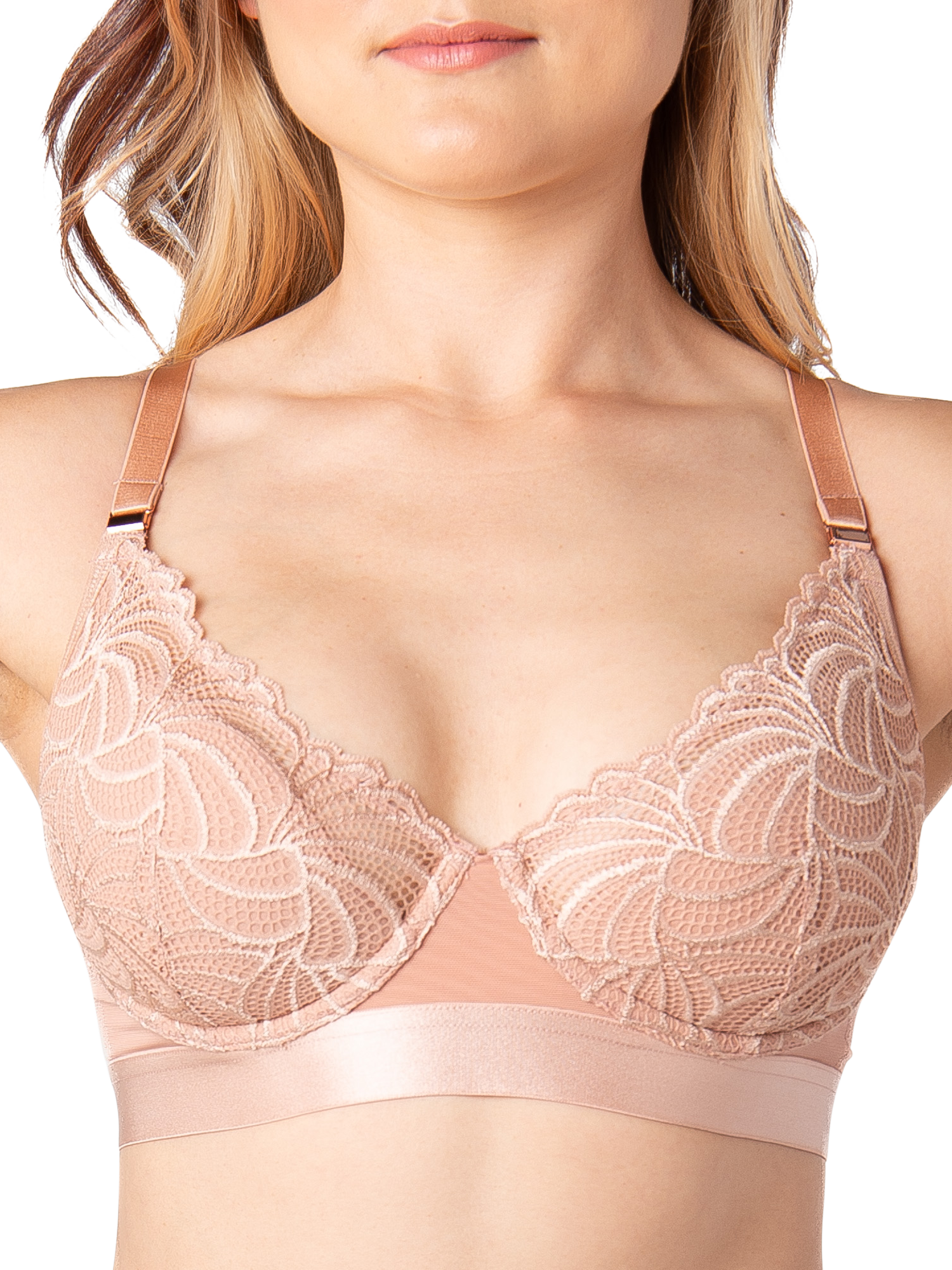 Product image 3 of 7, which shows Hotmilk Warrior Plunge 2.0 Nursing Bra, Bronze, 32B