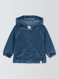 John Lewis Baby Denim Hoodie, Blue, Blue