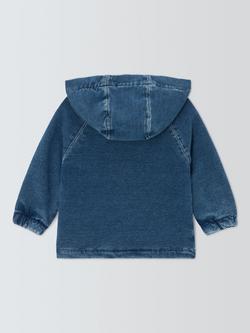 John Lewis Baby Denim Hoodie, Blue - view 2, Blue