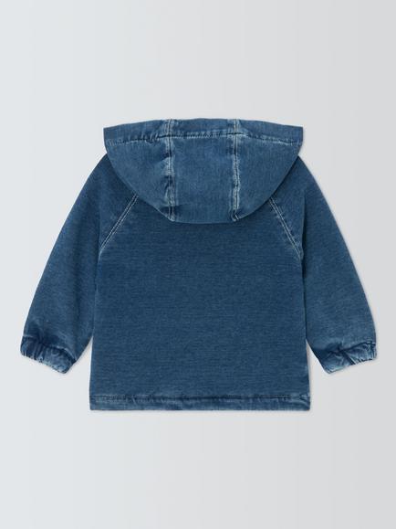 John Lewis Baby Denim Hoodie, Blue - view 2, Blue