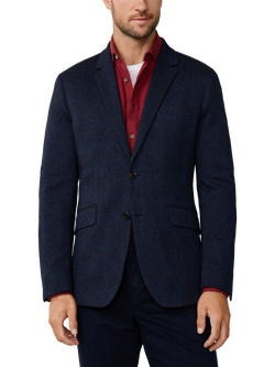 Hackett London Prince Of Wales Check Knit Blazer, Midnight Blue, Midnight Blue