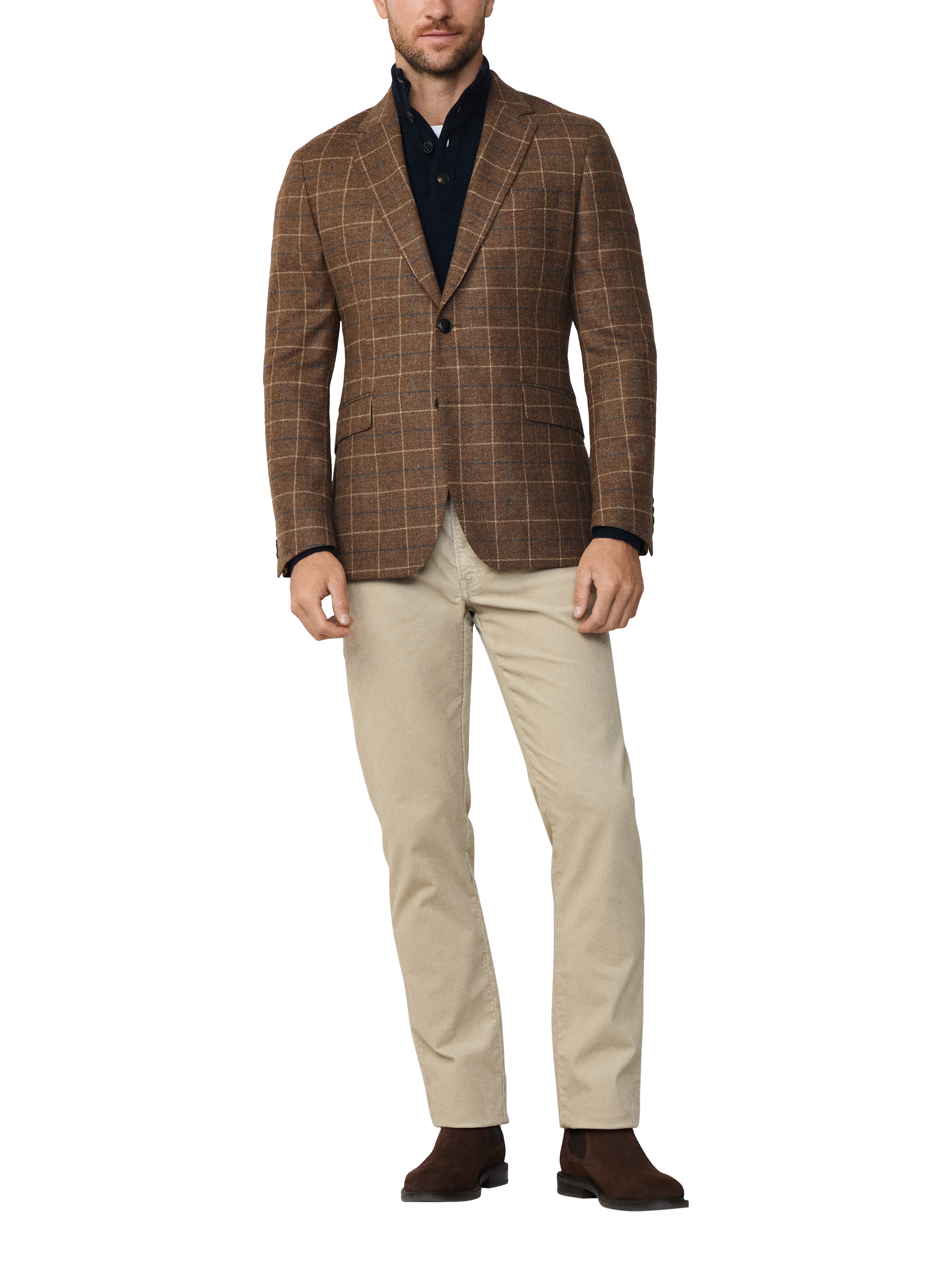 Product image 2 of 8, which shows Hackett London Wool & Cashmere Blend Tattersall Blazer, Brown, 36