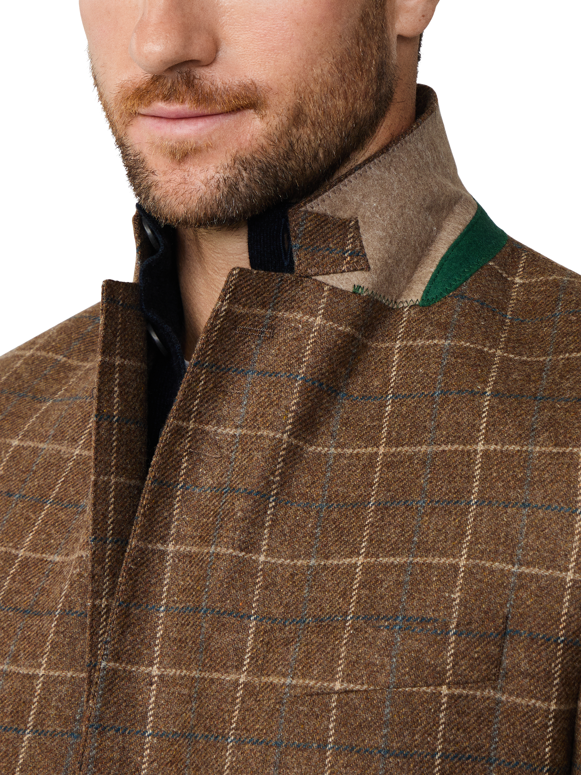 Product image 5 of 8, which shows Hackett London Wool & Cashmere Blend Tattersall Blazer, Brown, 36